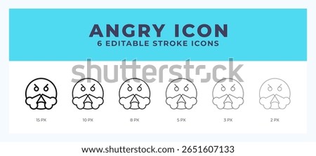 Angry icon vector illustration. With editable stroke for web. App and more.