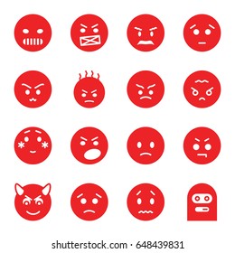 Angry icons set. set of 16 angry filled icons such as sad emot