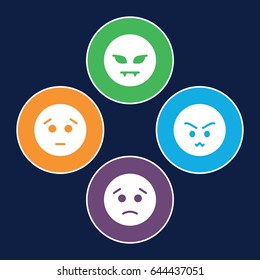 Angry icons set. set of 4 angry filled icons such as sad emot, angry emot