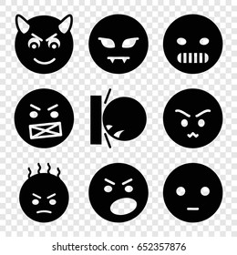 Angry icons set. set of 9 angry filled icons such as sad emot