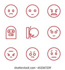 Angry icons set. set of 9 angry outline icons such as