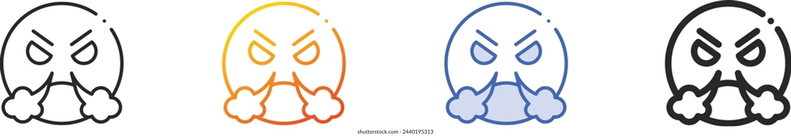 angry icon.Thin Linear, Gradient, Blue Stroke and bold Style Design Isolated On White Background