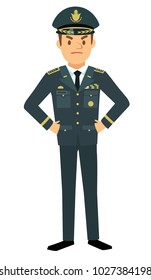 Angry infantry general in flat style isolated on white background