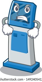 Angry information digital kiosk isolated in the mascot