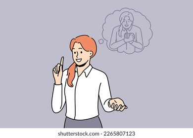 Angry inner self convince businesswoman in bad actions. Suspicious evil subconscious identity talk to female employee. Vector illustration. 