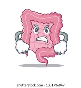 Angry intestine mascot cartoon style