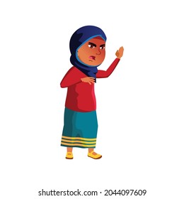 angry islamic girl child shouting on sister cartoon vector. angry islamic girl child shouting on sister character. isolated flat cartoon illustration