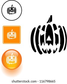 angry jack o lantern pumpkin symbol sign and button