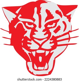 Angry Jaguar Cougar Head - (Editable file) Vector Illustration