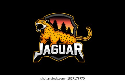 Angry jaguar vector emblem illustration