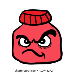 angry  jam jar cartoon illustration