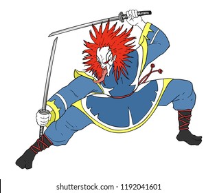 Angry japanese demon draw