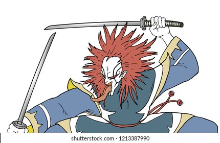 Angry japanese demon draw