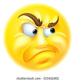 Angry or jealous looking emoticon emoji character 