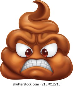 An angry jealous or mad dislike poop or poo emoticon cartoon face hating something icon
