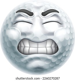 An angry jealous or mad golf ball sports emoticon cartoon face hating something icon