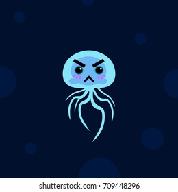Angry jellyfish vector illustration