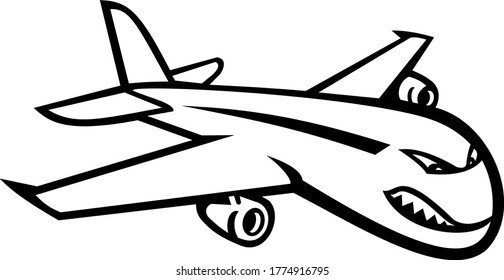 Mascota voladora Jumbo Jet Planta Enfadada Negro y Blanco