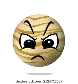 angry jupiter character. cute, funny, and playful concept. solar system, astronomy, and education themes