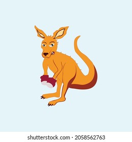 Angry Kangaroo With Boxing Gloves Concept Illustration. 