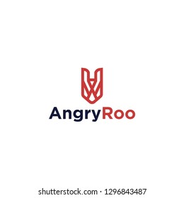 Angry Kangaroo Line Logo Design Inspiration - Vector