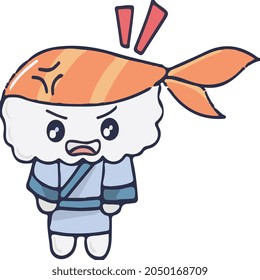 angry kawaii sushi boy cartoon