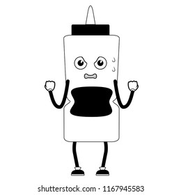 Angry ketchup bottle emote. Fast food. Vector illustration design