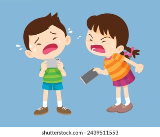 angry kid addicted mobile phone