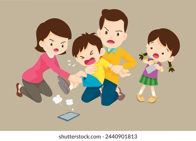 angry kid addicted mobile phone