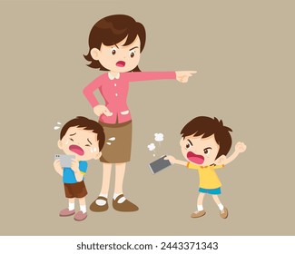 enojado niño adicto teléfono móvil