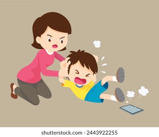 angry kid addicted mobile phone
