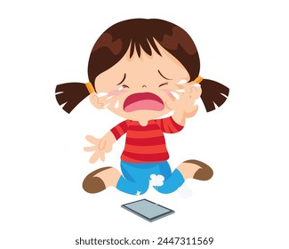 angry kid addicted mobile phone
