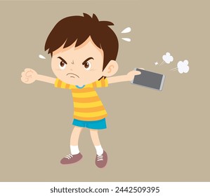 angry kid addicted Smart Phone