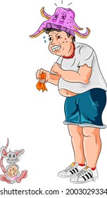 "Angry Kid" Mouse eating kid's cookie.