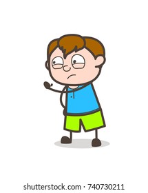 Angry Kid Showing Hand - Cute Cartoon Boy Illustration