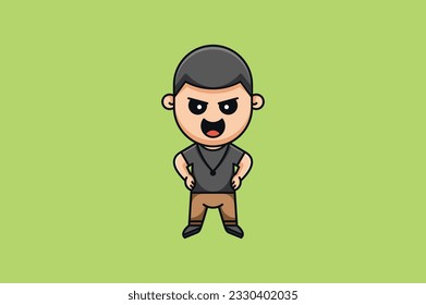 logotipo de diseño de plantilla de vector de chico enfadado