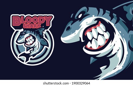 angry killer shark sports logo vector illustration