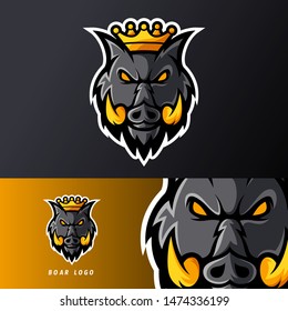 Angry king boar pig animal sport or esport gaming mascot logo template for streamer team