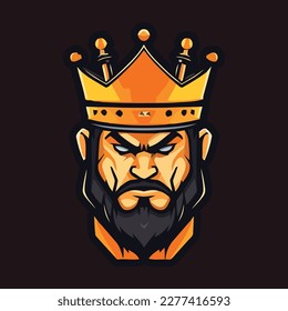 angry king face esport logo vector