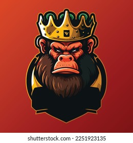 Angry King gorilla, esports mascot designs, gaming logo template, illustration