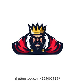 Angry King Mascot Logo Design Illustration Vector for Team Sports and Gaming