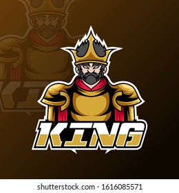 angry king sport esport logo template gold war uniform for team, company and personal