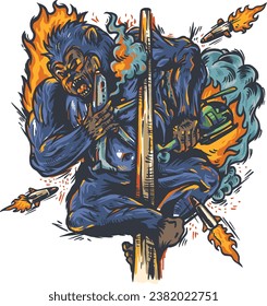 Angry Kingkong Vector Design for T-Shirt, Poster, and Sticker