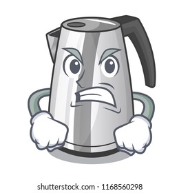 Angry kitchen electric kettle on a mascot