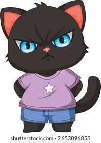 Angry Kitten Mascot Cat In Clothes Vector