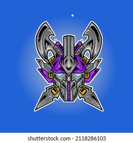 ilustración de vector de robot knight enojado