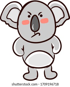 Angry koala, Illustration, Vektorillustration auf weißem Hintergrund