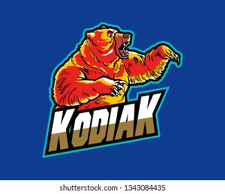 Angry Kodiak Bear Game Team Character Mascot Logo