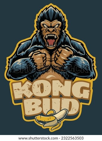 Angry Kong face head and half body mascot vector design