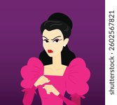 an angry lady who is ready to fight. an upset upper class woman. evil lady flat design. evil noble lady